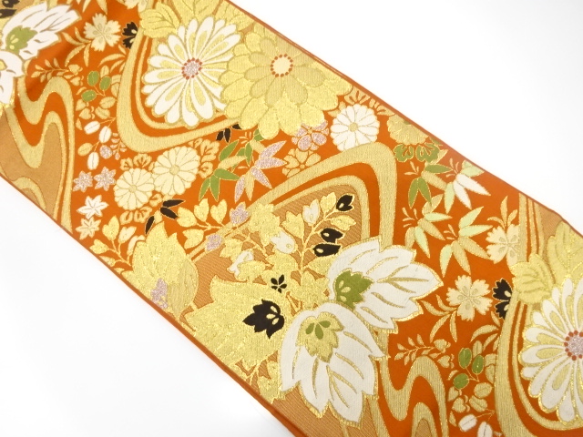 JAPANESE KIMONO / ANTIQUE FUKURO OBI / WOVEN PAULOWNIA